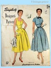 Simplicity Designer 8283  1940s Uncut Misses Dress 34 B Vintage Sewing Pattern