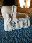Vintage Baby Crib Bassinet Ceramic Planter Japan Pink Blue 