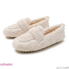 Women Winter Fuzzy Fur Moccasins Flat Round Toe Slip On Warm Daily Loafers