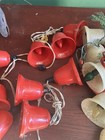 Vintage Red Hard Plastic 3  Christmas Bells String Lights