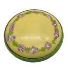 Vintage Glass Vanity Dresser Powder Jar Decorative Floral Metal Lid Handpainted