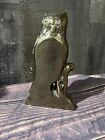 1974 Scc Cast Metal Owl Bookend With Brass Finish