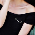 Fashion Crystal Inlaid Safety Pin Brooch Minimalist Clothes Lapel Pin Jewelry