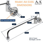 Wok Range Center-on Automatic Faucet With 14  Spout   3 8  Male Inlet For Restau