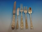 Rose By Stieff Sterling Silver Flatware Service For 8 Set 40 Pieces Repousse