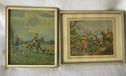 Lot Of  2  Antique old Vintage Equine Horse Fox Hunt Scene Prints framed W glass