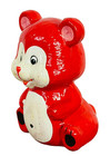 Vintage Red   White Bear Coin Bank Ceramic Piggy Care Teddy Valentine s Day Gift