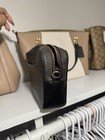 Coach Signature Logo Small Crossbody Bag Brown Black Zip Adjustable Strap Gold