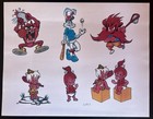 Tattoo Flash - Akc - 17 Vintage Color Sheets  Includes 17 B w 8 5x11 Copies