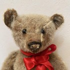Steiff Teddy Bear Plush Toy Brown Antique Vintage 1910 Rare Red Ribbon Button