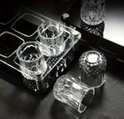 Set Of Six  6   1 7 Oz Tequila Shot Glasses Heavy Base  Comes With Serving Tray 