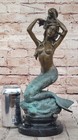 Beautiful Ocean Atlantis Goddess Gold Mermaid Sitting On Sea Bed Figurine Decor
