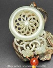 1 4  Old Chinese Natural Hetian Jade Carving Hollow Out Double Dragon Amulet