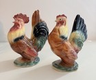 Vintage Royal Copley Chicken Rooster Hen Figurines Set Of 2
