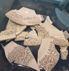 1 Lb Vintage Limoges Gold Filigree Glass Plate Pieces For Mosaic Lot 10