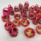 Vtg Lot Miniature 1  Woven Baskets Mexico Doll House Easter Pink   Green