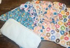 Tdiapers Lot Of 5 Baby Cloth Diapers Plus 5 Inserts One Size Adjustable