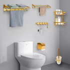 Bathroom Accessories Set Wall-mounted Bath Toilet Brush Hardware Towel Rack Gold