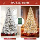 6ft Artificial Christmas Tree Pre-lit Snow Flocked Xmas Tree 300 Led Lights