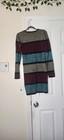 Venus Women s Metallic Striped Bodycon Long Sleeve Stretch Sweater Dress Medium