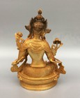 8 2  Antique Old Temple Tibetan Buddhism Dynasty Bronze Gilt Green Tara Statue