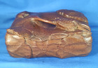 Antique Hand-carved Wood Box With Netsuke Style Turtle   Snail On Lotus Japan