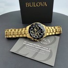 Men Bulova Marine Star Black gold Dial Chronograph 98b406 Quartz Watch 41 5mm
