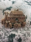 Noah s Ark Gold Tone Jewelry Brooch Pin With Animals- Moving Elephants