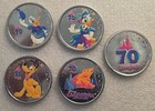 Disney Disneyland 70th Anniversary Colored Coins Set Of 8 Medallions Colorized