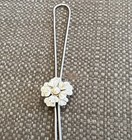 Vintage Silver Tone Flower Slide Bolo Tie 
