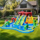 Large Inflatable Water Slide With Soccer Field  17x16 4ft Blow Up Bounce House 