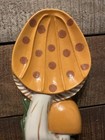 Arnels Mushroom Spoon Rest Wall Hanging Orange Brown Vintage Ceramic