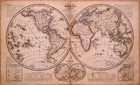 Rare Antique Dated 1844 Map   East West Hemispheres Of The World By R c  Smith