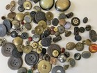 Antique Metal Brass Victorian Era Military Glass Rubber Buttons Lot
