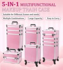 5 In1 Rolling Makeup Train Case cosmetology Case On Wheels pink