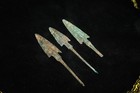 3 Authentic Ancient Near Eastern Luristan Bronze Arrowheads Circa 1200 - 600 Bc