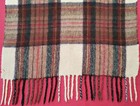 Vintage Cashmere Plaid check White Brown Cashmere Blend Long Mens Fringe Scarf