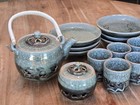 1940s Japanese Somaware Crackle Glaze Tea Set Teapot Cups Saucers Plates