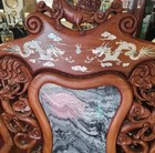 Vintage Chinese Rosewood Chair   Hand Carved  Marble Back  Mother-of-pearl Inlay