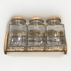 Vintage Kamenstein Clear Glass Merchant Candy Jar Cannister Set Wood Top   Rack