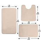Memory Foam Bath Mat Set 4 Piece With Toilet Lid Cover And Combo Rug Beige