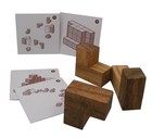 Soma Cube Set With 50 Playing Cards - Brain Teaser Wooden Puzzle