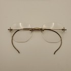 Antique Vtg Gold Filled Marked Shuron Hexagon Eyeglasses Wire Rim With Case