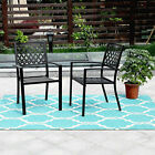 Set Of 2 Patio Furniture Metal Chair Bistro Deck Outdoor Dining Chairs Stackable