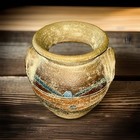 Vintage Two Handles Clay Pottery Vase Southwest Motif Handmade Mid Century