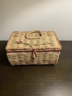 Vtg  Woven Wicker Sewing Basket With Plastic Insert   Miscellaneous Supplies 