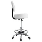 Kktoner Swivel Round Rolling Stool Pu Leather Adjustable Foot Rest Height