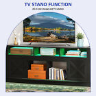 Black Tv Stand With Open Shelves Led Power Outlets For 50 To 80 Inch Tvs Console