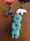 Alaska Zuni Heishi Fetish Hand Carved Gems Turquoise Eskimo Necklace
