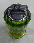 Mcm Viking Glass Epic Line Diamond Point Green Pedestal Footed Table Lighter